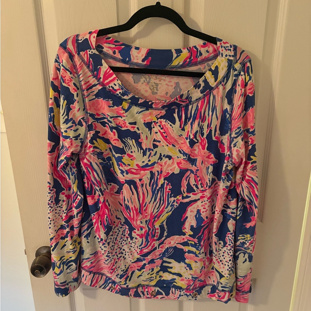 EUC Lilly Pulitzer Long Sleeve Print Top Size Large